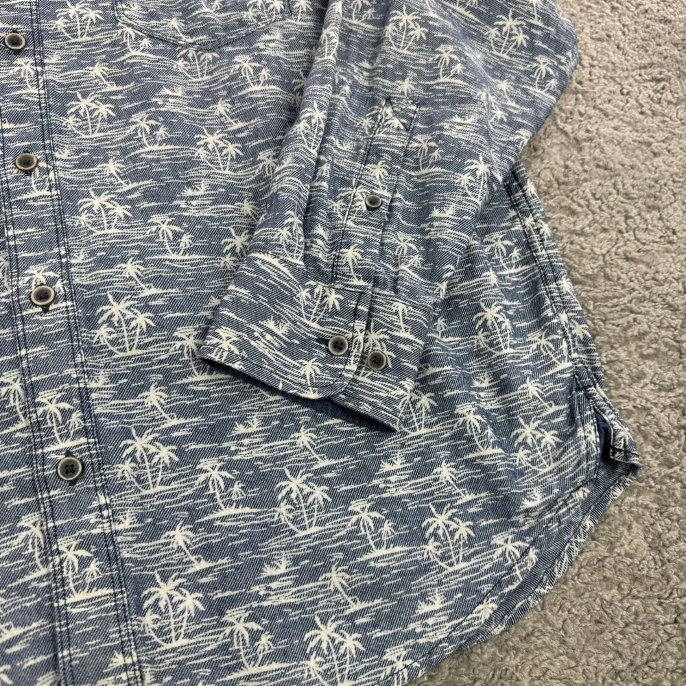Tommy Bahama Mens Blue Palm Tree Tropical Print Button Down Shirt Sz L *Flaw